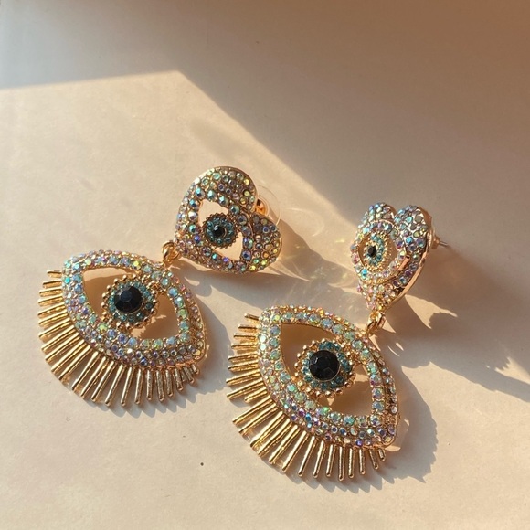 STUNNING evil eye statement earrings - Picture 1 of 13